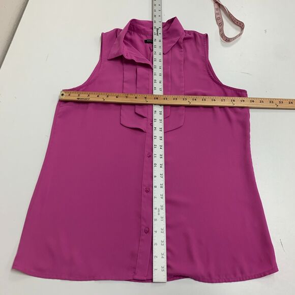 Banana Republic Blouse Womens M Medium Orchid Sleeveless Button Up Pleated Chest - Picture 7 of 11